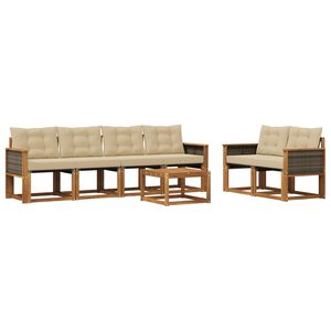 vidaXL Ensemble de canap&eacute;s d'ext&eacute;rieur 7 pcs Naturel et Beige