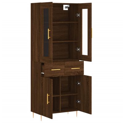 vidaXL Buffet haut Chêne marron 69,5x34x180 cm Bois d'ingénierie