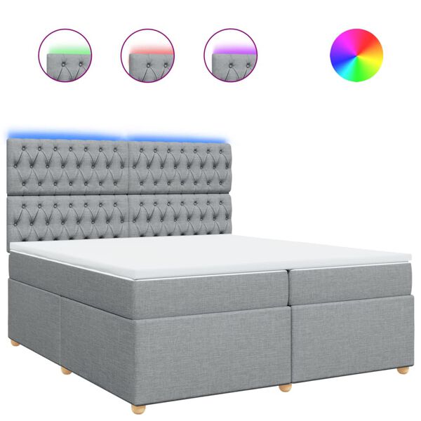 vidaXL Sommier &agrave; lattes de lit avec matelas Gris clair 200x200cm Tissu