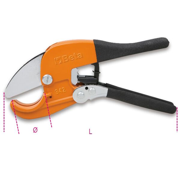 Beta Tools Cisaille &agrave; cliquet pour tuyaux en plastique 342