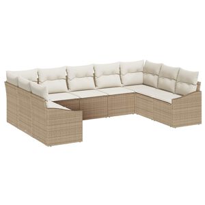 vidaXL Ensemble de canap&eacute; de jardin 9 pcs Beige et cr&egrave;me polyrotin