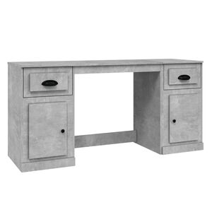 vidaXL Bureau avec armoire gris b&eacute;ton bois d'ing&eacute;nierie