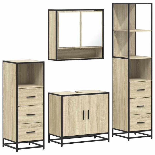 vidaXL Ensemble de meubles de salle de bain 4 pcs ch&ecirc;ne sonoma