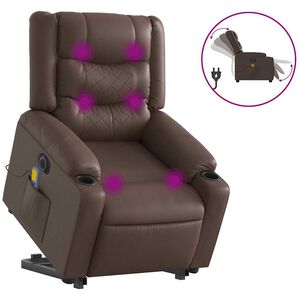 vidaXL Fauteuil inclinable de massage &eacute;lectrique marron similicuir