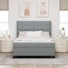 vidaXL Lit &agrave; ressort LED avec matelas Gris clair 160 x 200 cm tissu
