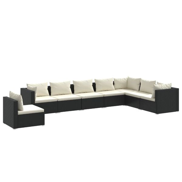 vidaXL Salon de jardin 8 pcs avec coussins R&eacute;sine tress&eacute;e Noir