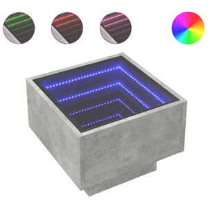 vidaXL Table d'appoint et LED gris b&eacute;ton 40x40x30 cm bois d'ing&eacute;nierie