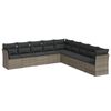 vidaXL Salon de jardin 9 pcs avec coussins gris r&eacute;sine tress&eacute;e