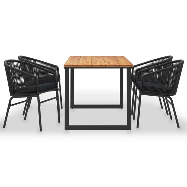 vidaXL Ensemble &agrave; manger d'ext&eacute;rieur 5 pcs Acacia solide et rotin PVC