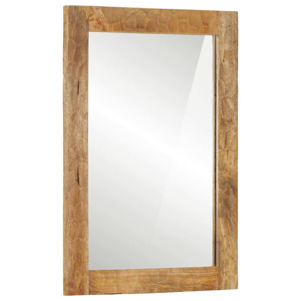 vidaXL Miroir de bain 50x70x2,5 cm bois de manguier massif et verre