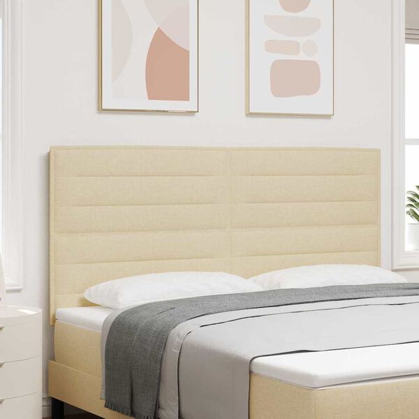 vidaXL T&ecirc;te de lit LED avec des lumi&egrave;res &agrave; LED Cr&egrave;me 180 cm Polyester