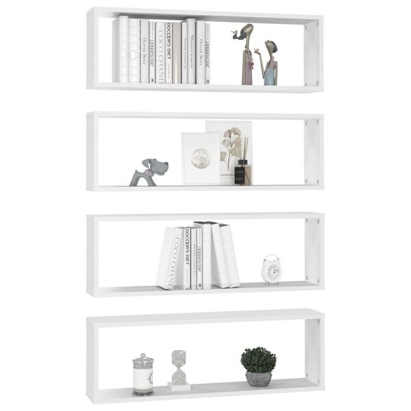 vidaXL &Eacute;tag&egrave;res cube murales 4pcs Blanc 80x15x26,5cm bois d'ing&eacute;nierie