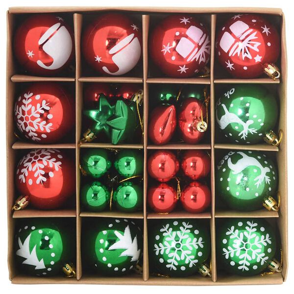 vidaXL Ensemble de Boules de No&euml;l 40 pcs Rouge et vert Plastique