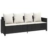 vidaXL Chaise longue avec coussins noir r&eacute;sine tress&eacute;e