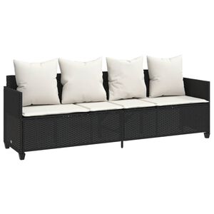 vidaXL Chaise longue avec coussins noir r&eacute;sine tress&eacute;e