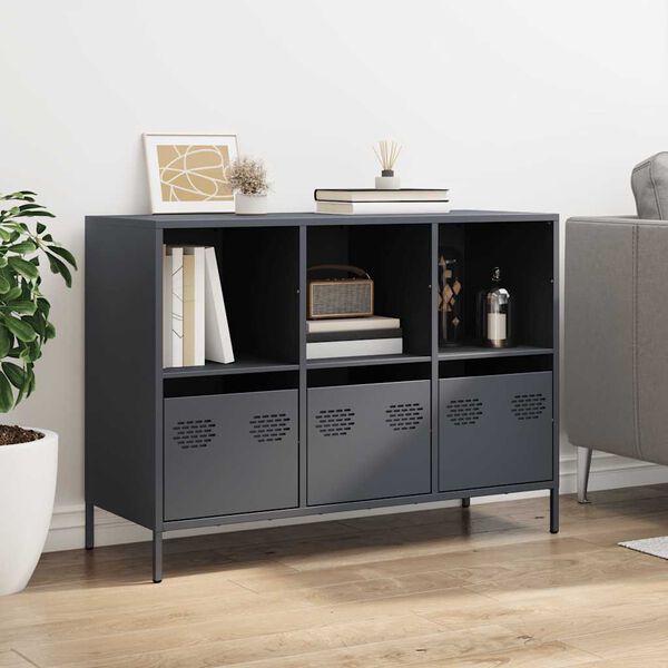 vidaXL Buffet anthracite 101,5x39x73,5 cm acier lamin&eacute; &agrave; froid