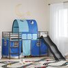 vidaXL Lit mezzanine pour enfants Noir et Bleu 100 x 190 cm M&eacute;tал