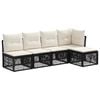 vidaXL Ensemble de canap&eacute; de jardin 5 pc Noir polyrotin