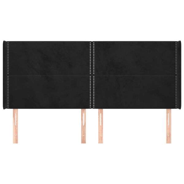 vidaXL T&ecirc;te de lit avec oreilles Noir 203x16x118/128 cm Velours