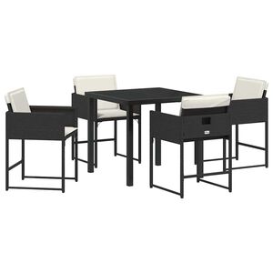 vidaXL Ensemble de salle &agrave; manger pour jardin 5 pcs Noir polyrotin