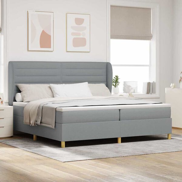 vidaXL Lit &agrave; ressorts avec matelas gris fonc&eacute; 90x190 cm Gris clair