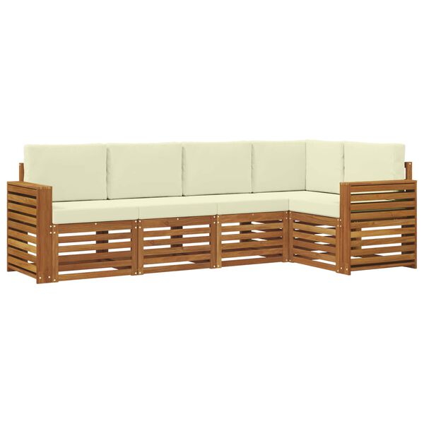 vidaXL Ensemble de canap&eacute; d'angle avec coussin 5 pcs Naturel et Cr&egrave;me