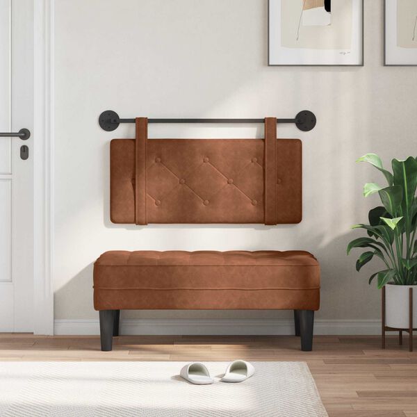 vidaXL T&ecirc;te de lit suspendue Montage mural Marron 90 cm PU antique