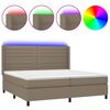 vidaXL Sommier &agrave; lattes de lit matelas et LED Taupe 200x200 cm Tissu