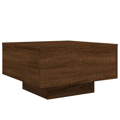 vidaXL Table basse avec lumières LED chêne marron 55x55x31 cm