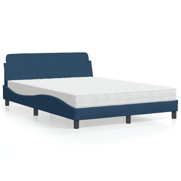 vidaXL Lit avec matelas Dover bleu 120x200 cm tissu