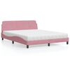 vidaXL Lit avec matelas Dover rose 160x200 cm velours