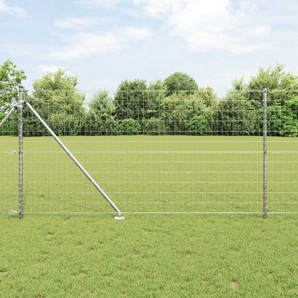 vidaXL Cl&ocirc;ture avec poteau Argent&eacute; 1,2 x 25 m Acier