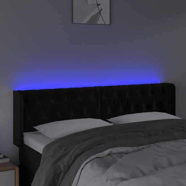 vidaXL T&ecirc;te de lit &agrave; LED Noir 163x16x78/88 cm Velours