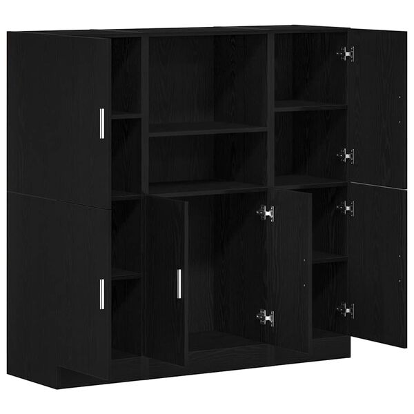 vidaXL Ensemble d'armoires de cuisine 3 pcs noir bois d'ing&eacute;nierie