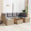 vidaXL Ensemble de canap&eacute; de jardin avec coussin 7 pcs Beige polyrotin