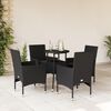 vidaXL Ensemble &agrave; manger de jardin et coussins 5 pcs noir rotin verre