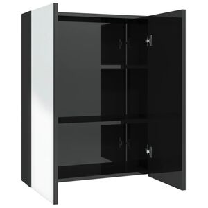 vidaXL Armoire &agrave; miroir de salle de bain 60x15x75 cm MDF Noir brillant