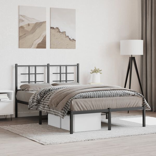 vidaXL Cadre de lit m&eacute;tal sans matelas avec t&ecirc;te de lit noir 120x190cm
