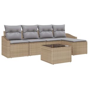 vidaXL Ensemble de Canap&eacute;s 6 pcs Beige et Gris clair polyrotin