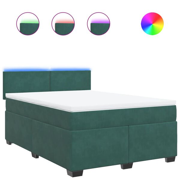 vidaXL Sommier &agrave; lattes de lit et matelas Vert fonc&eacute; 140x190cm Velours