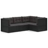 vidaXL Salon de jardin 4 pcs avec coussins Noir R&eacute;sine tress&eacute;e
