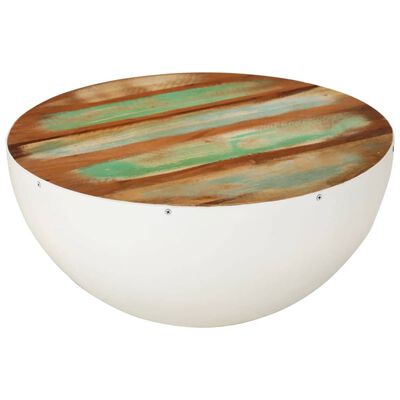 vidaXL Table basse en forme de bol blanc bois de récupération massif