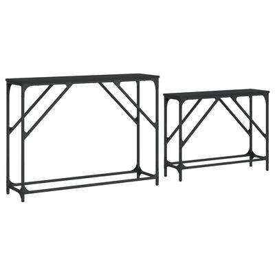 vidaXL Tables console gigognes 2 pcs noir bois d'ingénierie