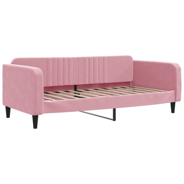 vidaXL Lit de jour avec lit gigogne et matelas rose 100x200 cm velours