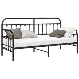 vidaXL Cadre de lit de jour Noir 80 x 200 cm Acier enduit de poudre