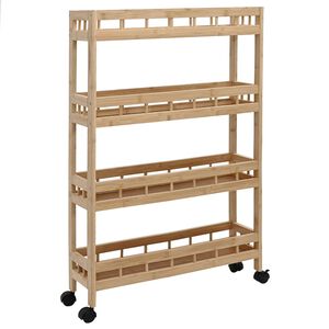 vidaXL Chariot de Cuisine avec Roues Naturel 60 x 18 x 97 cm Bambou