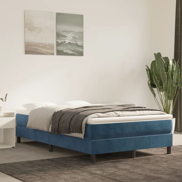 vidaXL Cadre de lit bleu fonc&eacute; 120x200 cm velours
