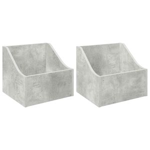 vidaXL Bo&icirc;te &agrave; disques LP 2 pc Gris b&eacute;ton 37 x 33 x 32 cm
