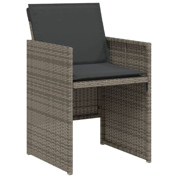 vidaXL Ensemble de bistro 3 pcs avec coussins gris r&eacute;sine tress&eacute;e