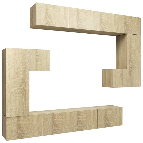 vidaXL Ensemble de meubles TV 8 pcs Ch&ecirc;ne sonoma Bois d'ing&eacute;nierie